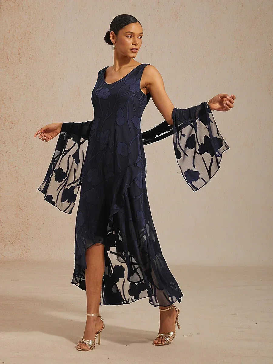 Sheer Floral Chiffon Shawl