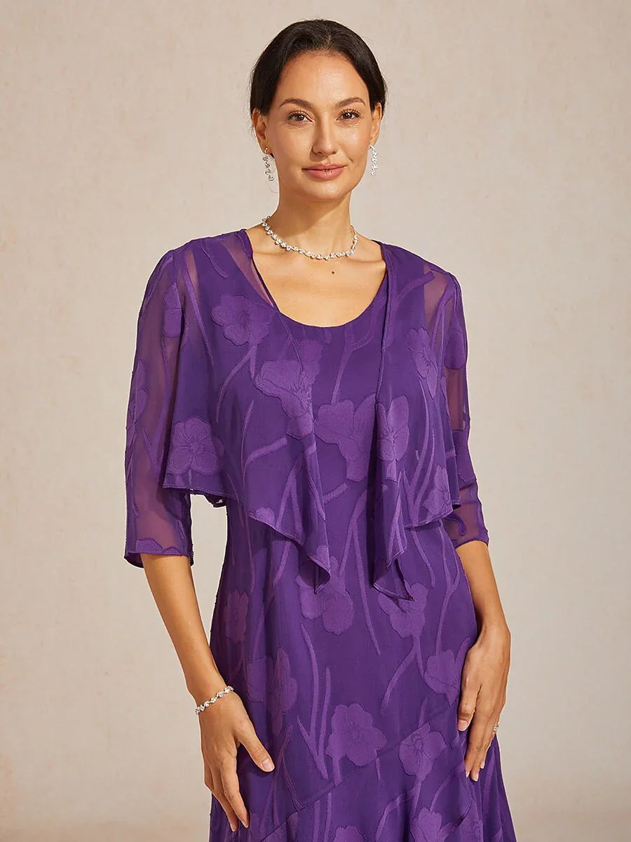Bloemig Doorschijnend Chiffon Bolero Met 3/4-Mouwen