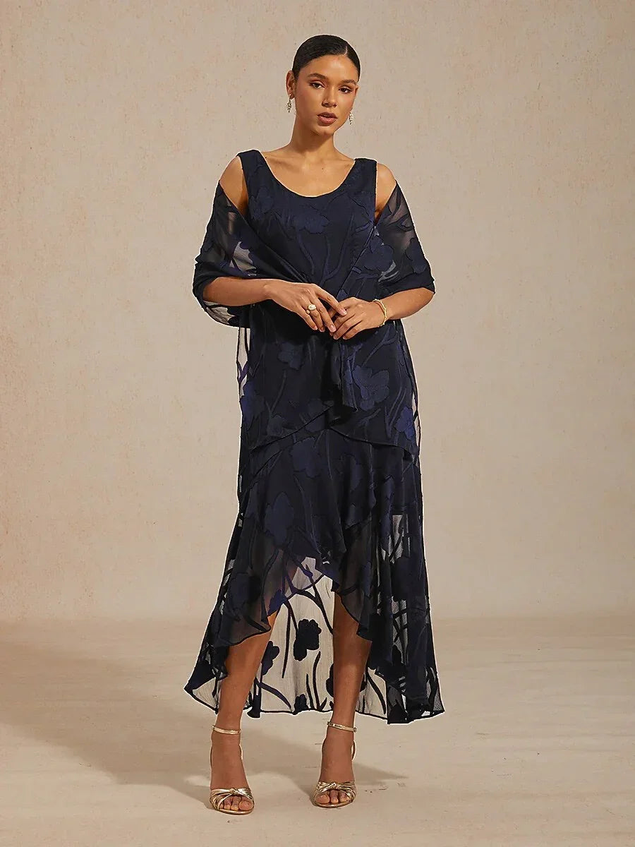 Sheer Floral Chiffon Shawl