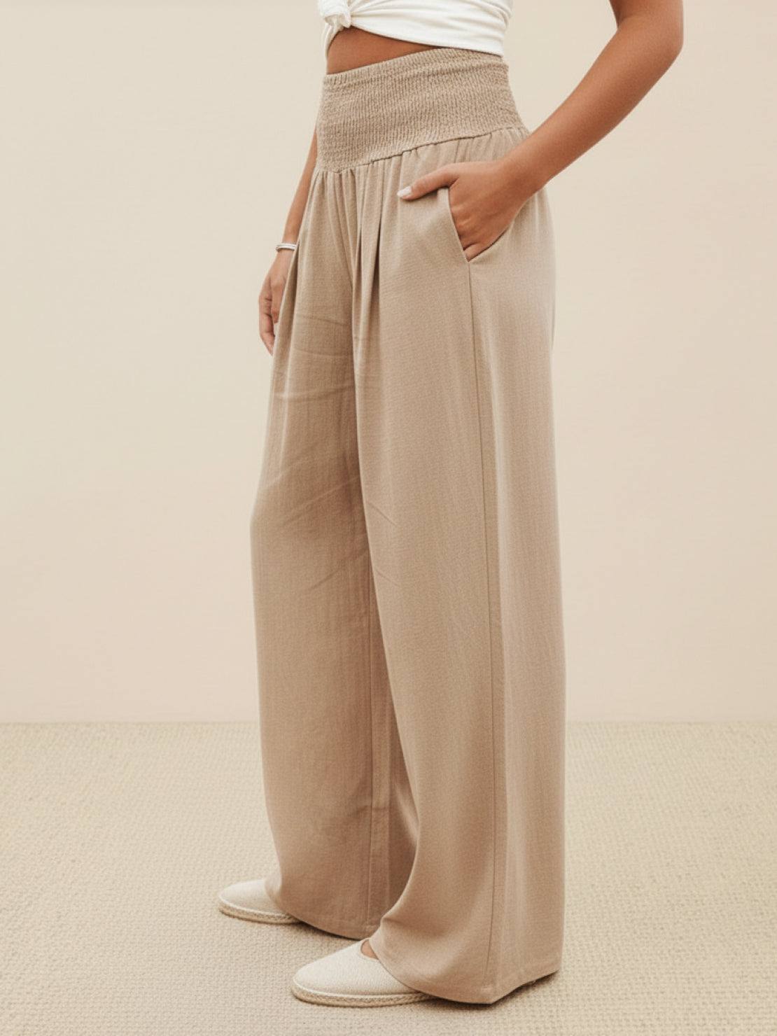 Elizabeth™ |  High-Waist Cotton Linen Palazzo Pants