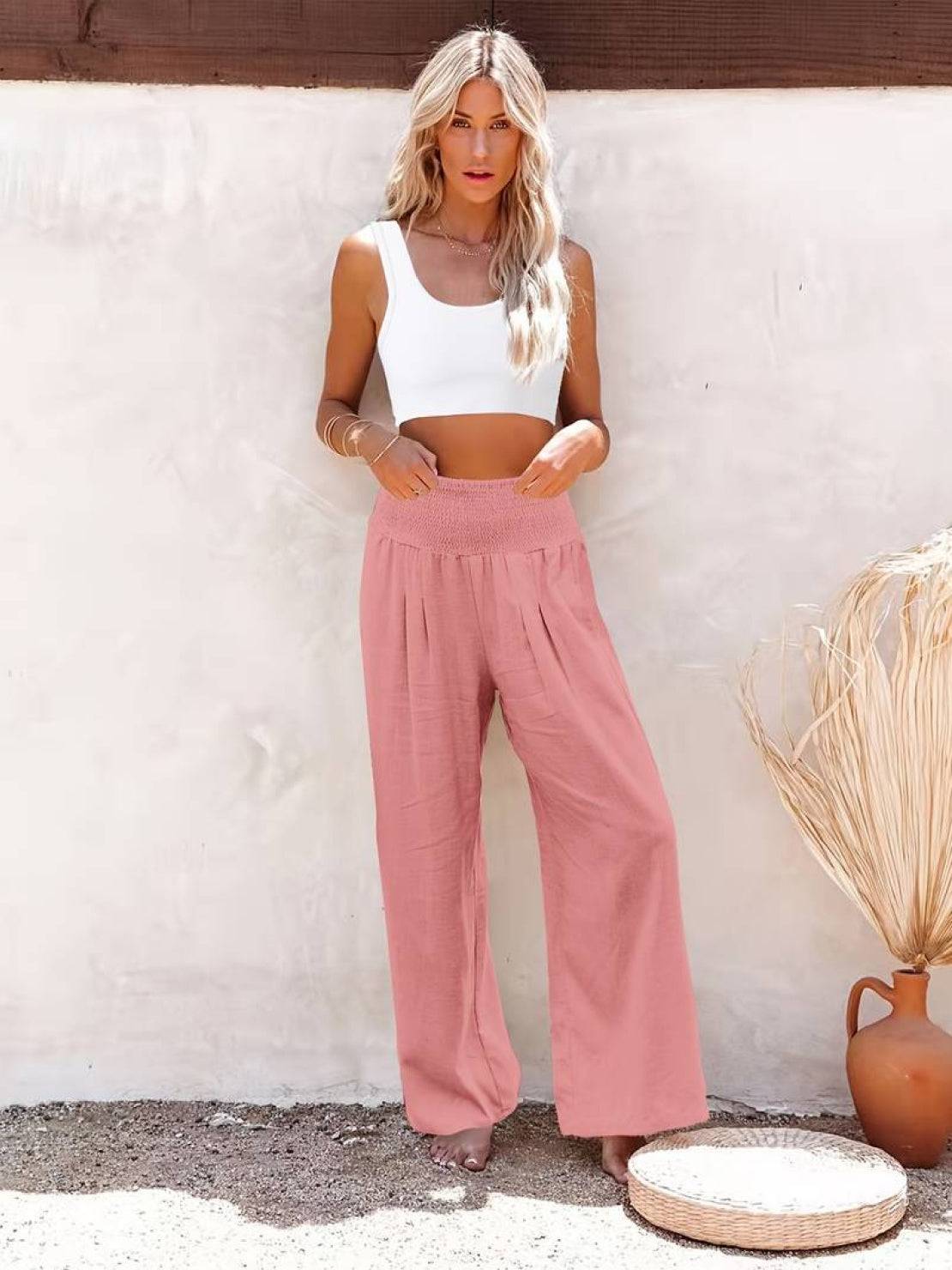 Elizabeth™ |  High-Waist Cotton Linen Palazzo Pants