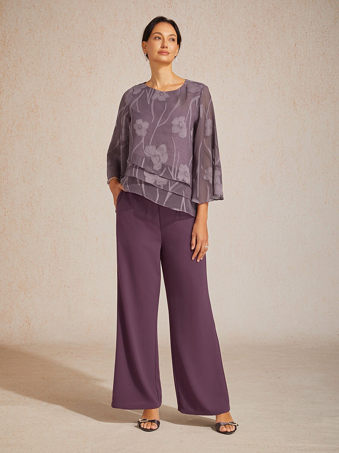 Mid-rise elastische taille wijde broek met zakken