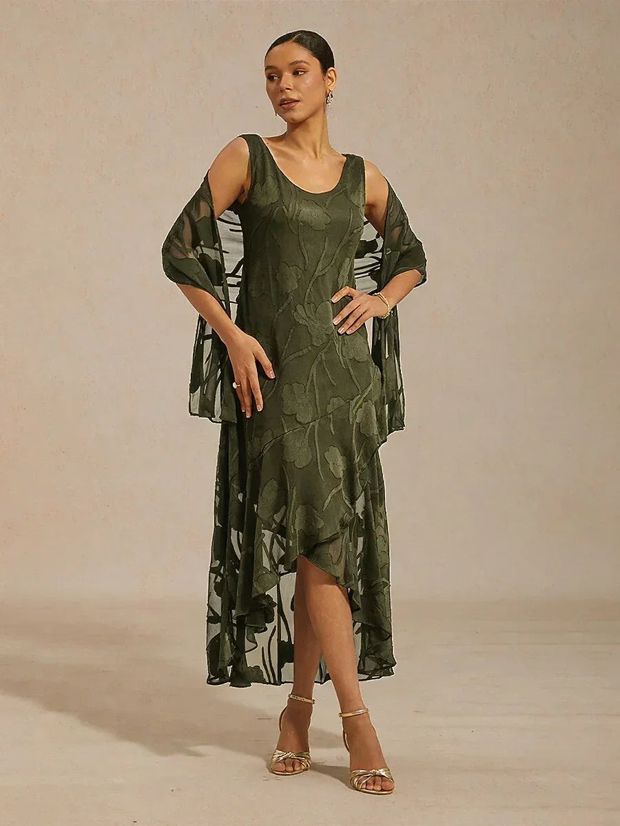 Sheer Floral Chiffon Shawl