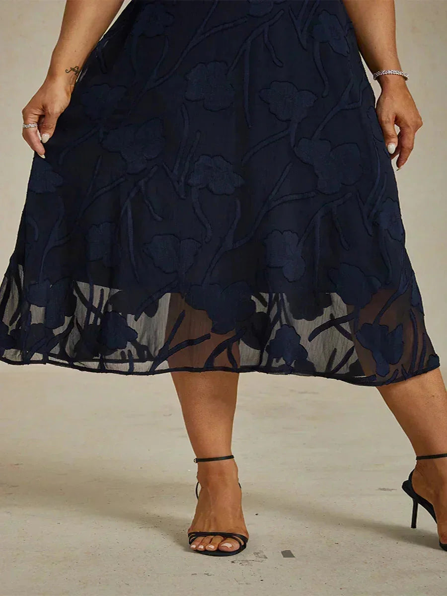 Ruffle Flutter Lace Maxi Dress for Plus Size