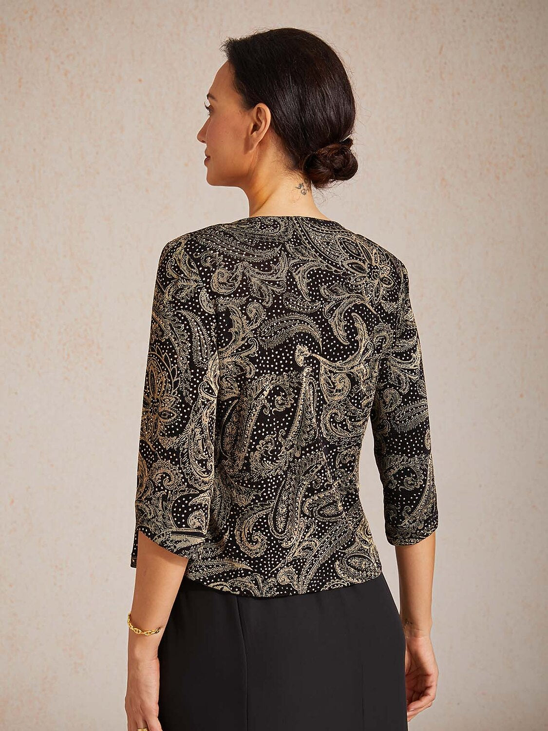 Paisley Gebreide Top Met Subtiel Paillettenaccent