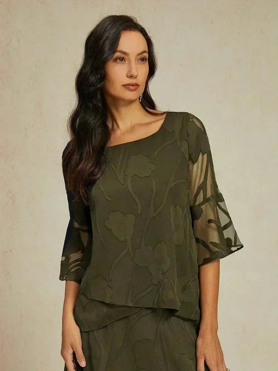 Elegante Chiffonblouse met Asymmetrische Zoom