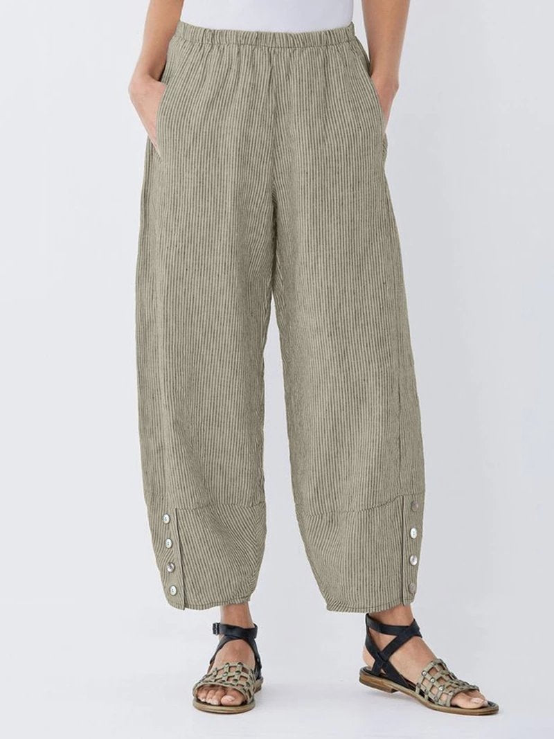 Women's Stripe with Pockets Casual Loose Pants