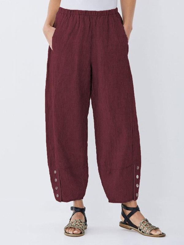 Women's Stripe with Pockets Casual Loose Pants