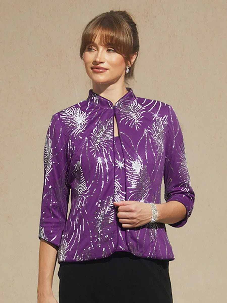Elegant Mandarijnkraag Pailletten-Twinset