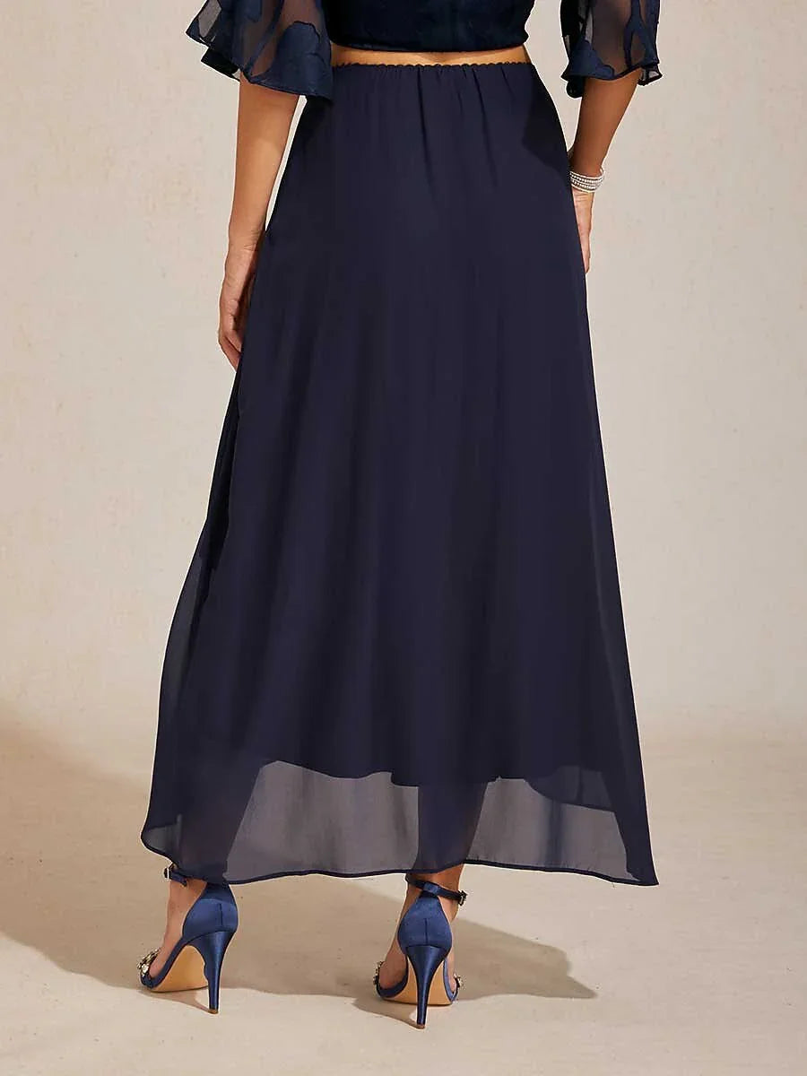 High-Low Overlay Chiffonrok Met Voering
