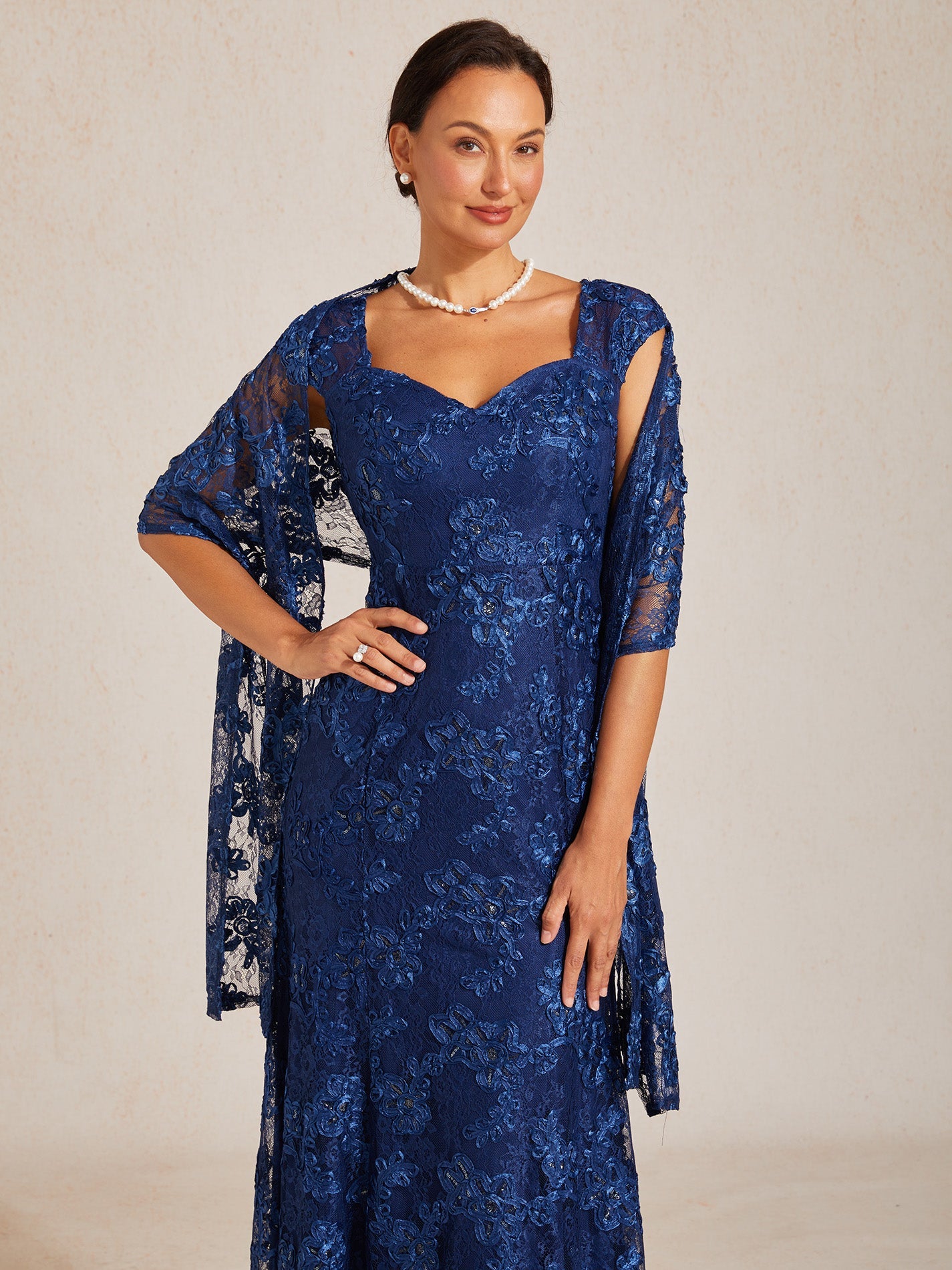 Rosette Lace Long Shawl Wrap