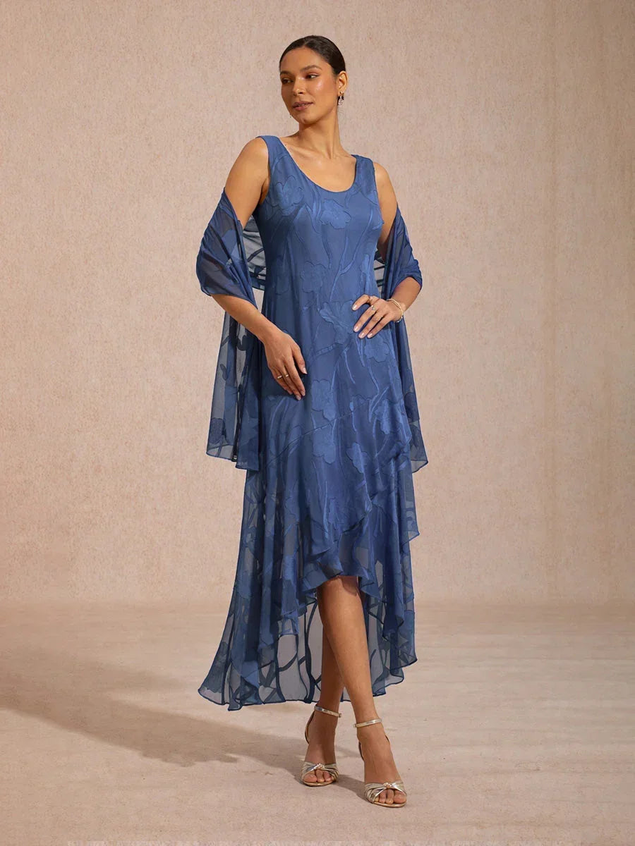 Transparante chiffon sjaal met bloemen