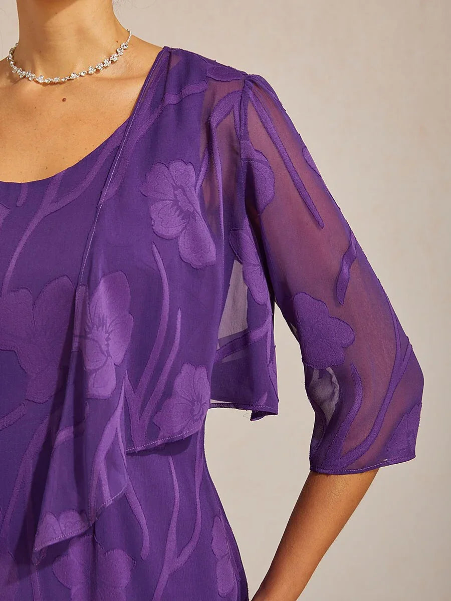 Bloemenprint Doorschijnende Chiffon Bolero Met 3/4-mouwen