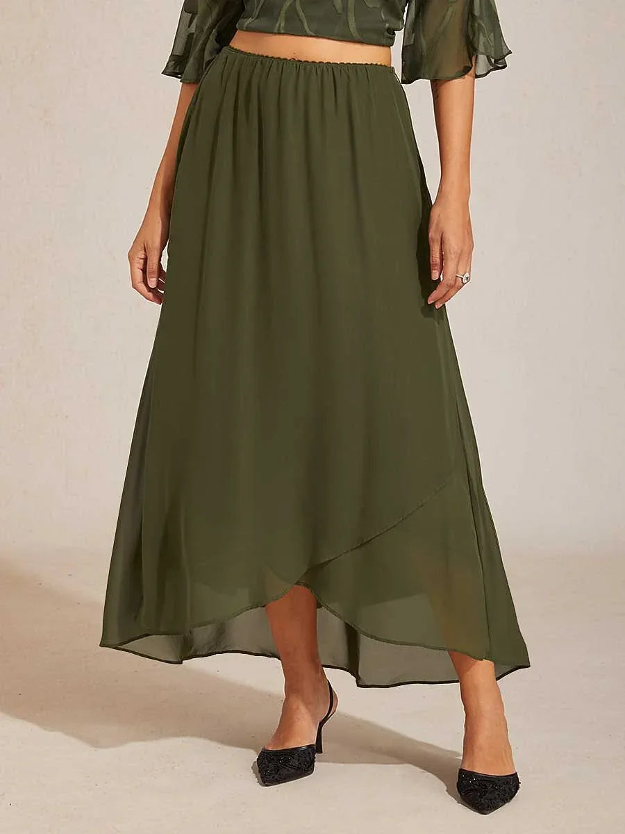 High-Low Overlay Chiffonrok Met Voering