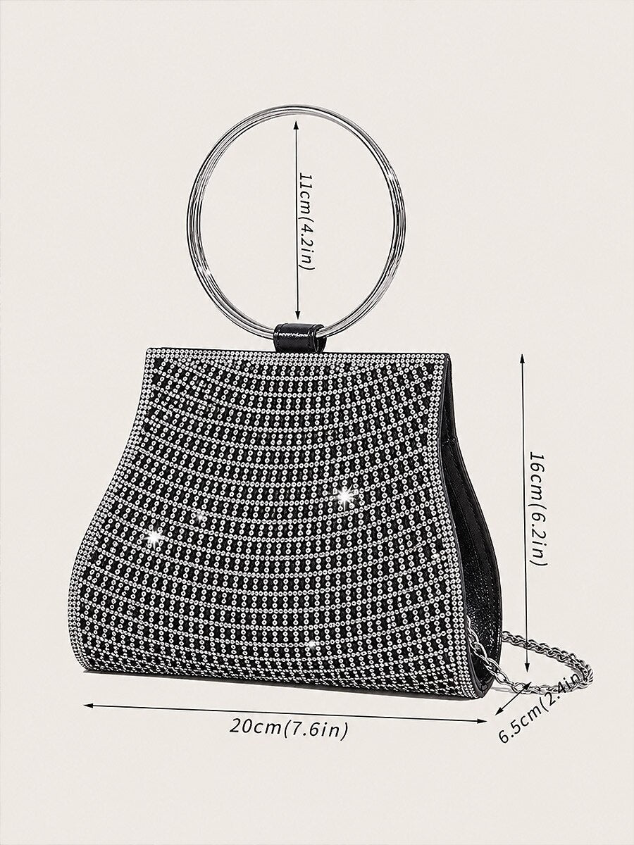 Crystal Clutch with Gold Ring Handle C Elegant Bag