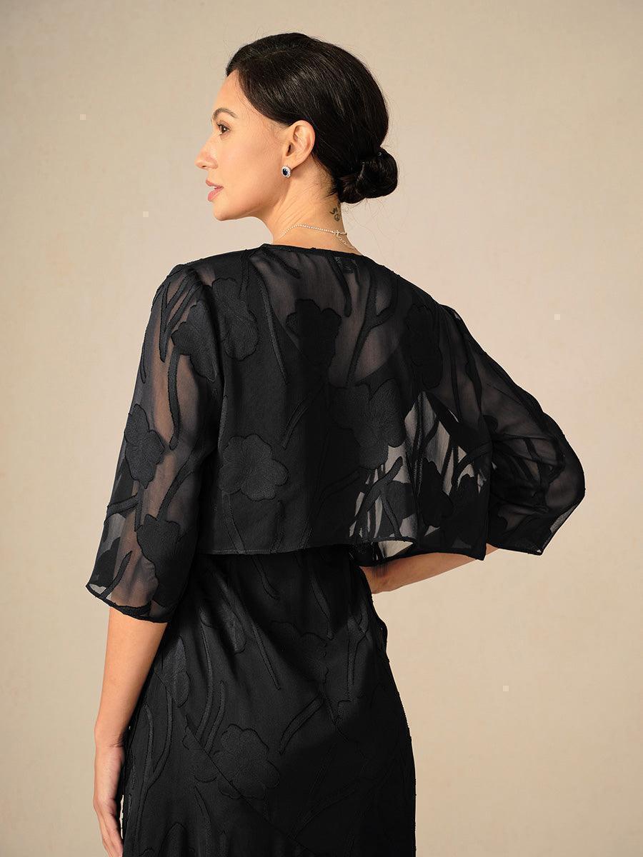 Bloemig Doorschijnend Chiffon Bolero Met 3/4-Mouwen