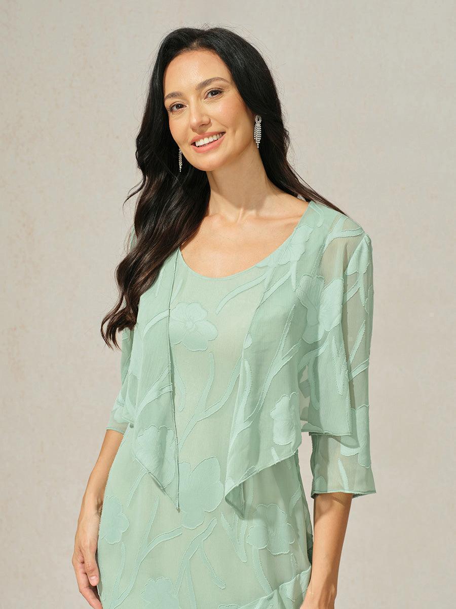 Bloemenprint Doorschijnende Chiffon Bolero Met 3/4-Mouwen