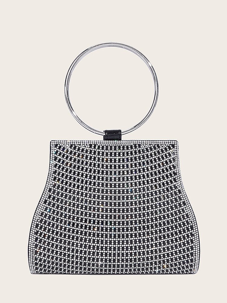 Crystal Clutch with Gold Ring Handle C Elegant Bag