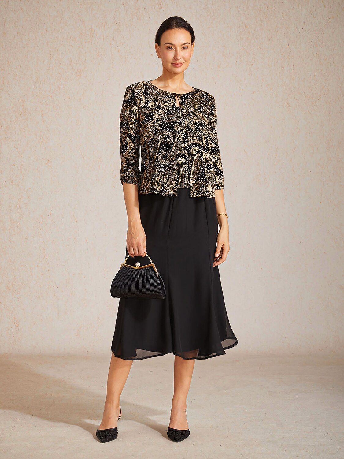 Paisley Knit Top with Subtle Sequin Detail