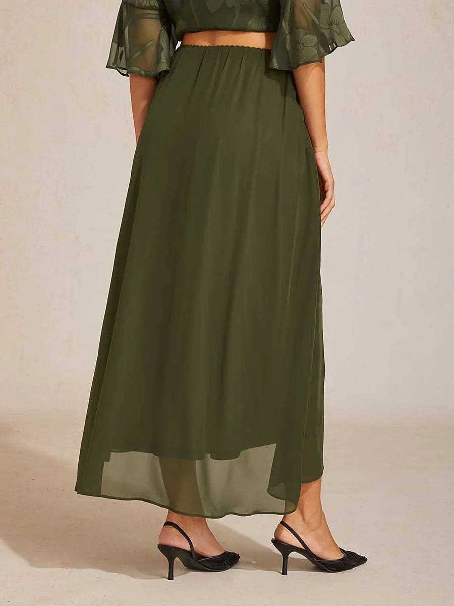 High-Low Overlay Chiffonrok Met Voering
